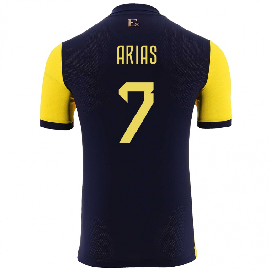 Hombre Fútbol Camiseta Ecuador Emily Arias #7 Amarillo 1ª Equipación 24-26 México