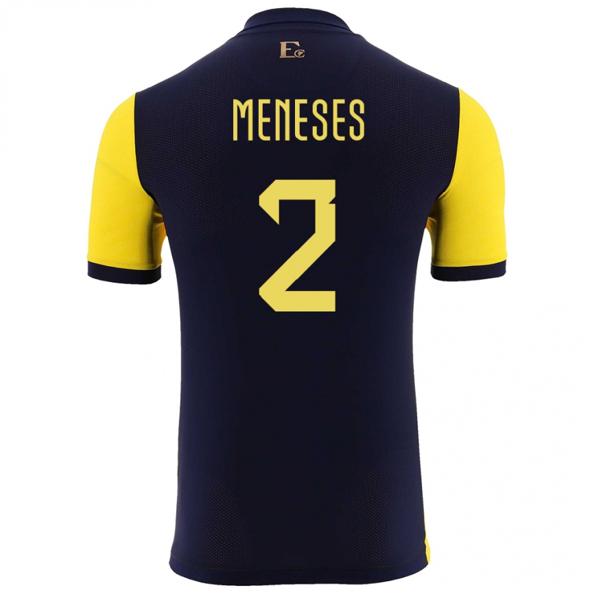 Hombre Fútbol Camiseta Ecuador Randy Meneses #2 Amarillo 1ª Equipación 24-26 México