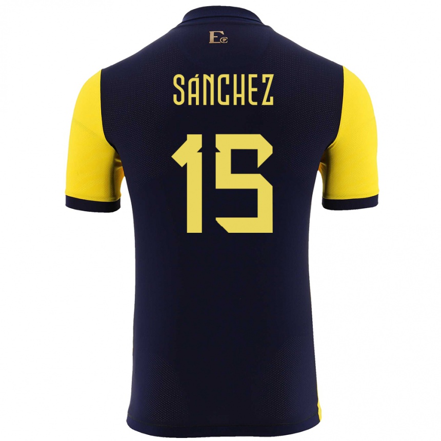 Hombre Fútbol Camiseta Ecuador Juan Sanchez #15 Amarillo 1ª Equipación 24-26 México