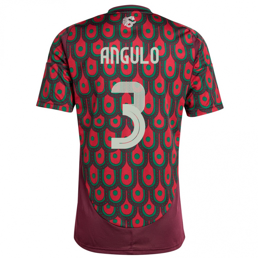 Hombre Fútbol Camiseta México Jesus Angulo #3 Granate 1ª Equipación 24-26 México