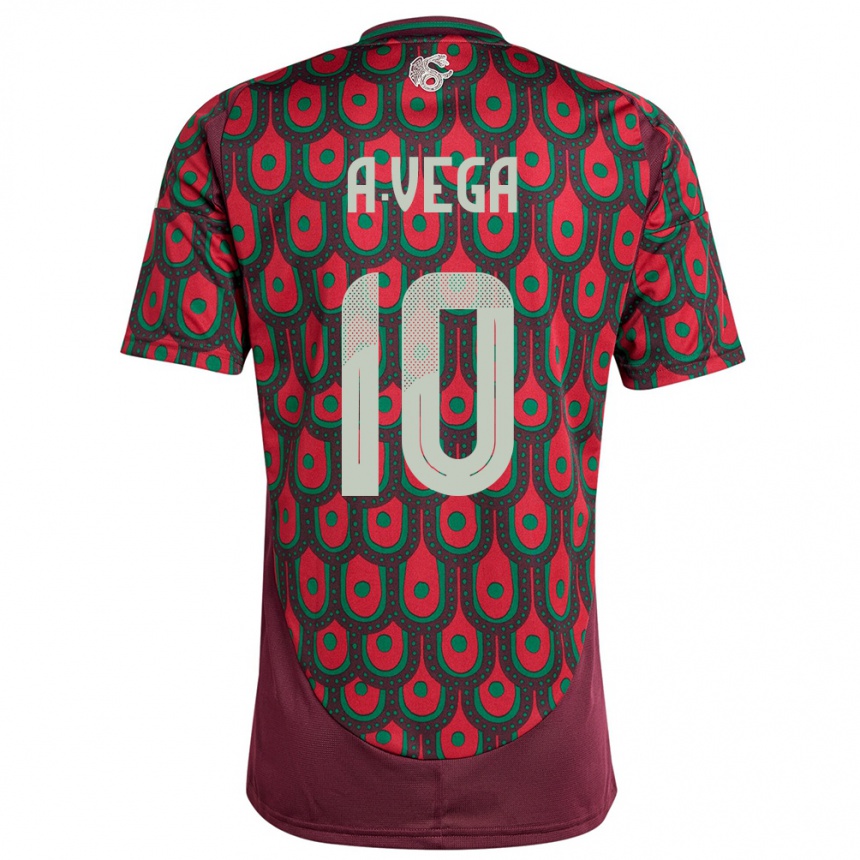 Hombre Fútbol Camiseta México Alexis Vega #10 Granate 1ª Equipación 24-26 México