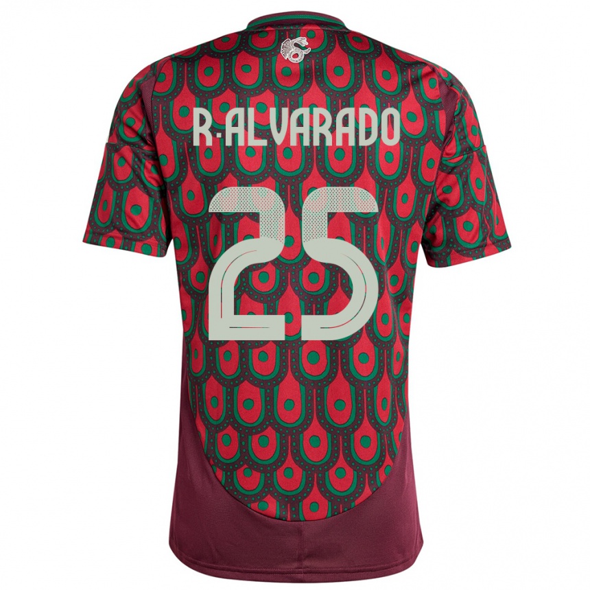 Hombre Fútbol Camiseta México Roberto Alvarado #25 Granate 1ª Equipación 24-26 México