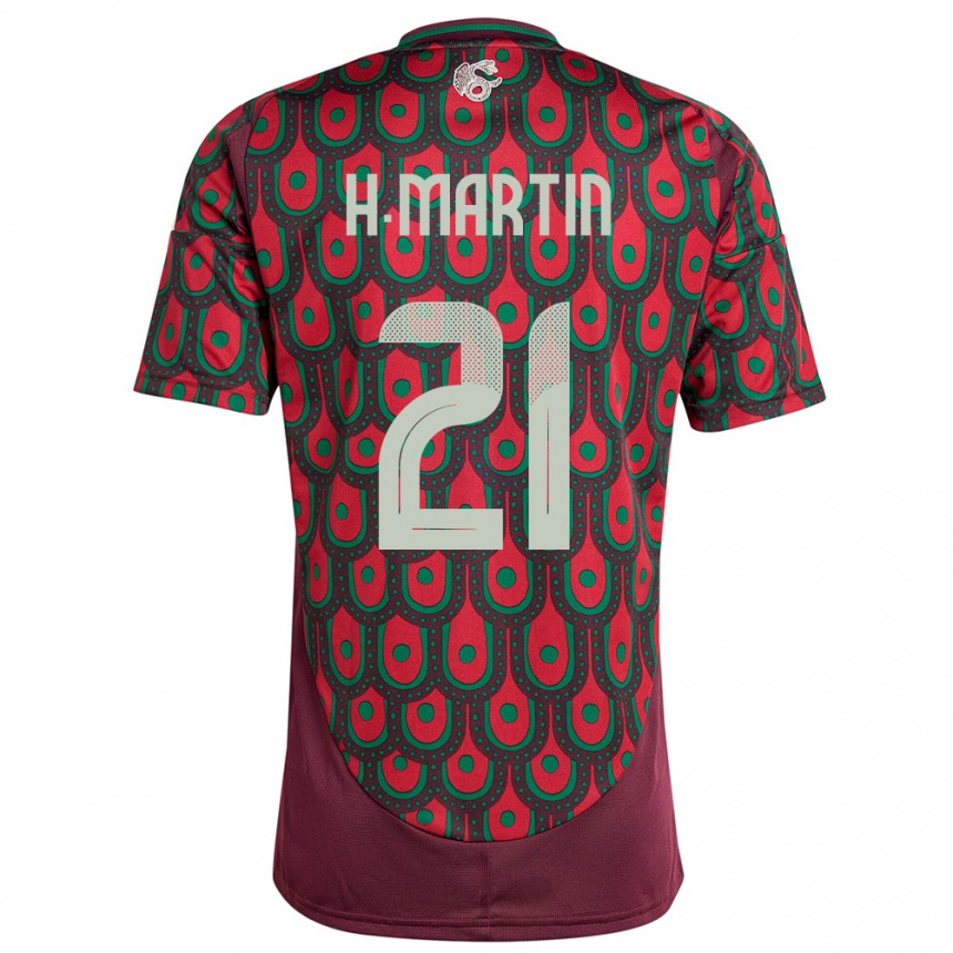 Hombre Fútbol Camiseta México Henry Martin #21 Granate 1ª Equipación 24-26 México