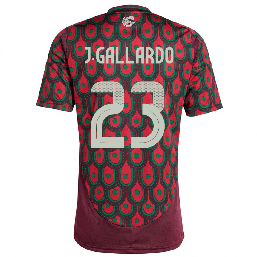 Hombre Fútbol Camiseta México Jesus Gallardo #23 Granate 1ª Equipación 24-26 México