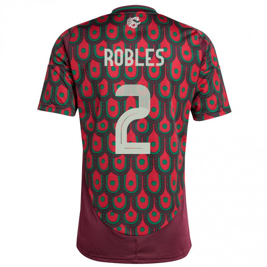 Hombre Fútbol Camiseta México Kenti Robles #2 Granate 1ª Equipación 24-26 México