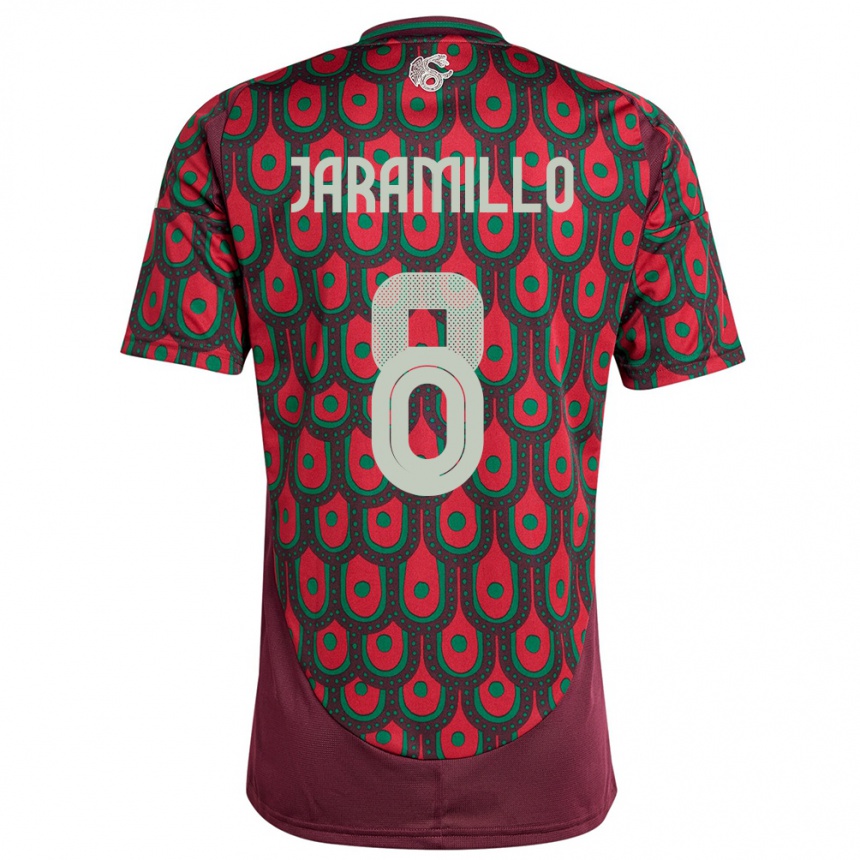 Hombre Fútbol Camiseta México Carolina Jaramillo #8 Granate 1ª Equipación 24-26 México