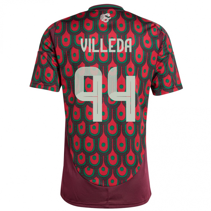 Hombre Fútbol Camiseta México Melany Villeda #94 Granate 1ª Equipación 24-26 México