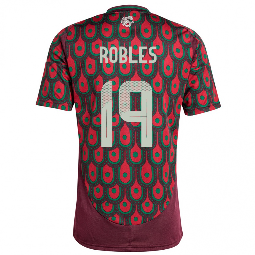 Hombre Fútbol Camiseta México Angel Robles #19 Granate 1ª Equipación 24-26 México