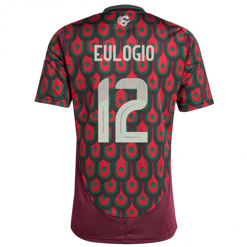 Hombre Fútbol Camiseta México Jose Eulogio #12 Granate 1ª Equipación 24-26 México