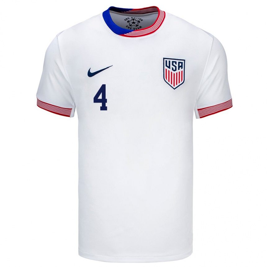 Hombre Fútbol Camiseta Estados Unidos Tyler Adams #4 Blanco 1ª Equipación 24-26 México