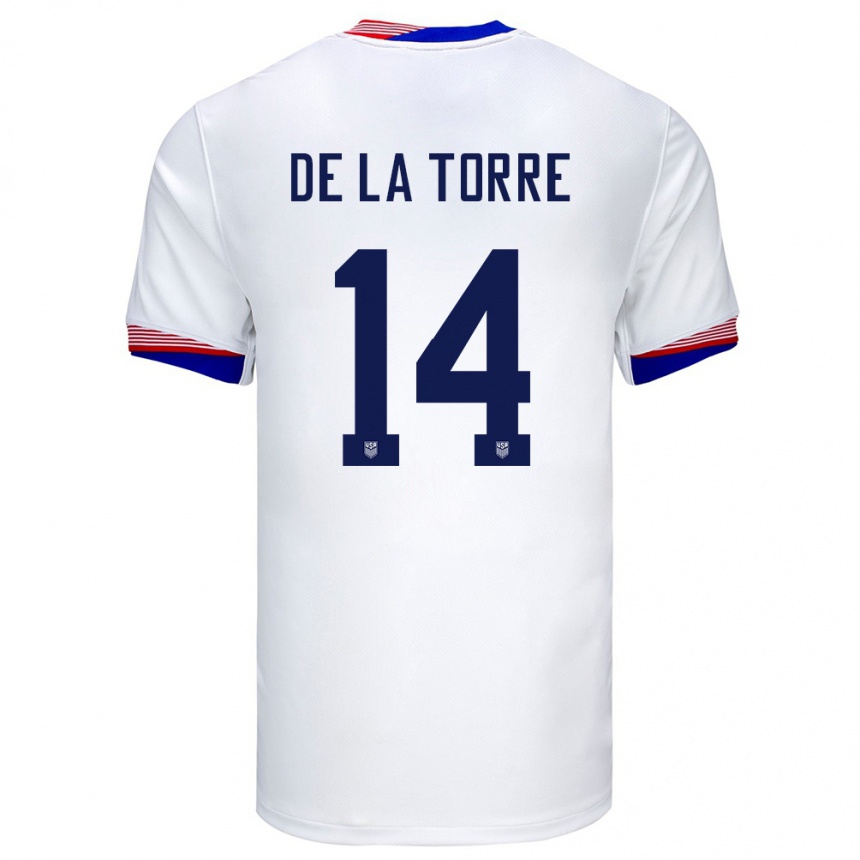 Hombre Fútbol Camiseta Estados Unidos Luca De La Torre #14 Blanco 1ª Equipación 24-26 México