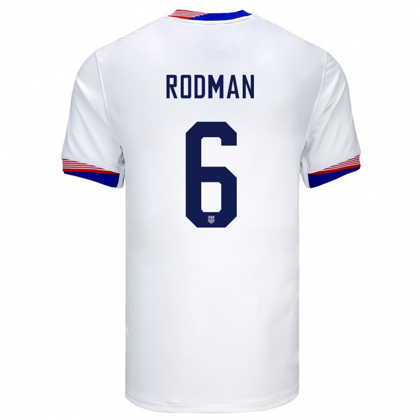 Hombre Fútbol Camiseta Estados Unidos Trinity Rodman #6 Blanco 1ª Equipación 24-26 México