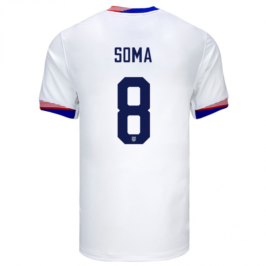 Hombre Fútbol Camiseta Estados Unidos Pedro Soma #8 Blanco 1ª Equipación 24-26 México