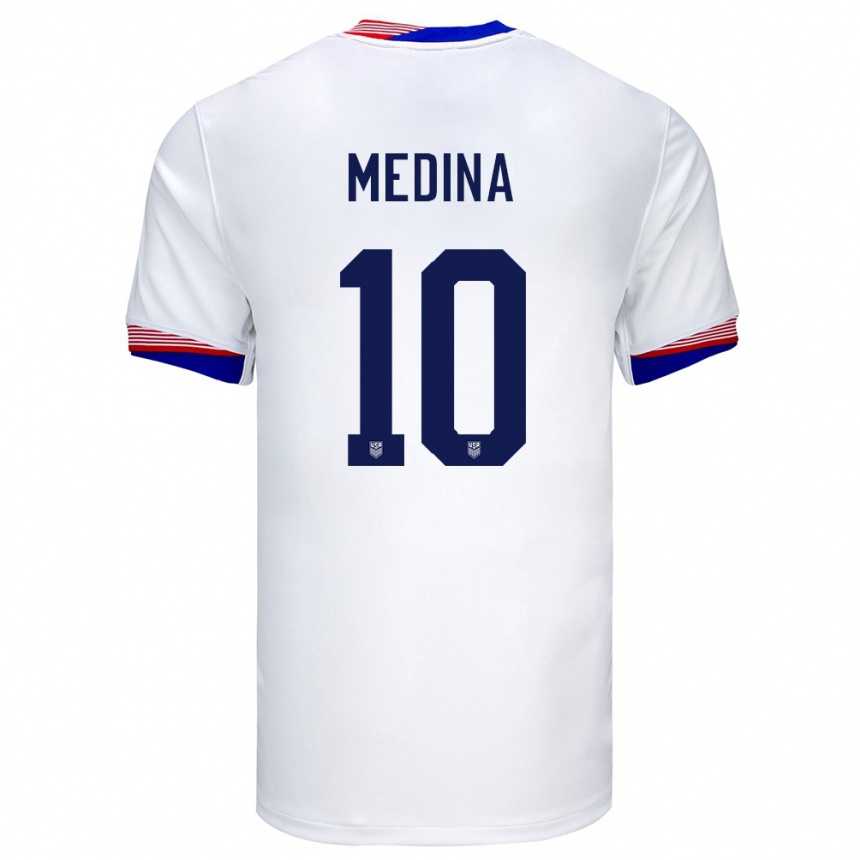 Hombre Fútbol Camiseta Estados Unidos Cruz Medina #10 Blanco 1ª Equipación 24-26 México