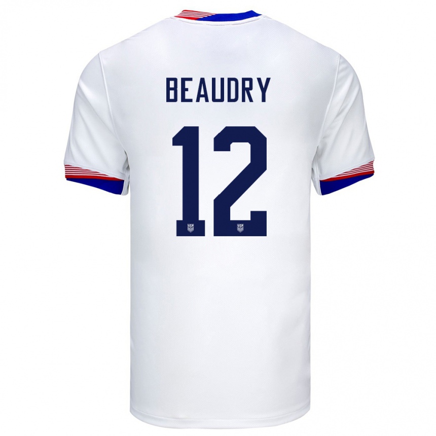 Hombre Fútbol Camiseta Estados Unidos Adam Beaudry #12 Blanco 1ª Equipación 24-26 México