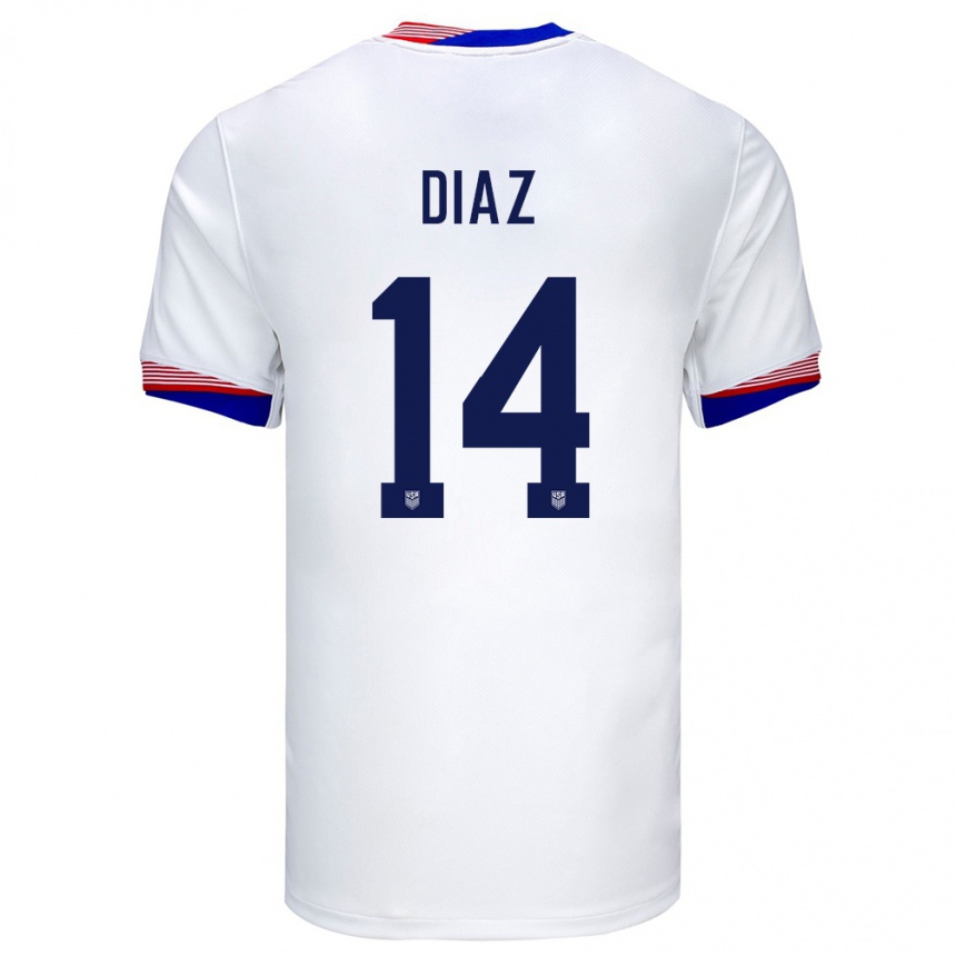 Hombre Fútbol Camiseta Estados Unidos Christian Diaz #14 Blanco 1ª Equipación 24-26 México