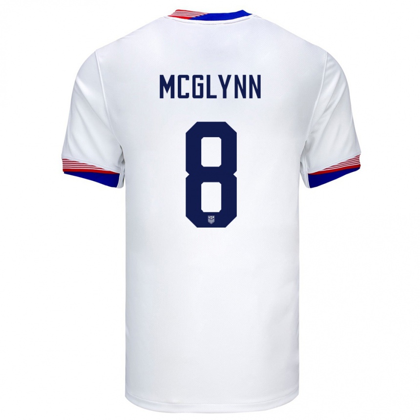 Hombre Fútbol Camiseta Estados Unidos Jack Mcglynn #8 Blanco 1ª Equipación 24-26 México