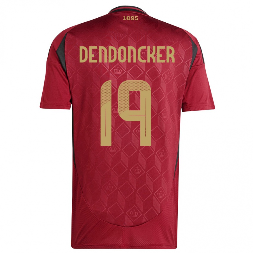 Hombre Fútbol Camiseta Bélgica Leander Dendoncker #19 Borgoña 1ª Equipación 24-26 México