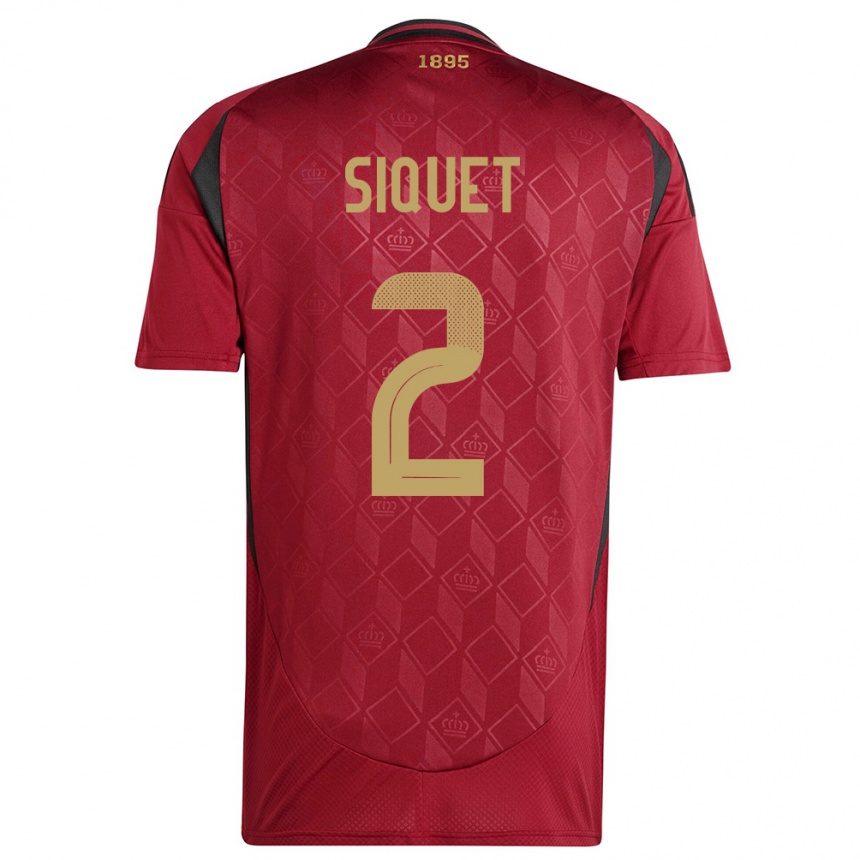 Hombre Fútbol Camiseta Bélgica Hugo Siquet #2 Borgoña 1ª Equipación 24-26 México