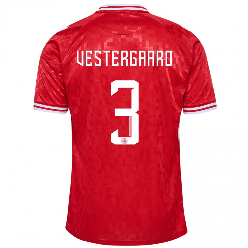 Hombre Fútbol Camiseta Dinamarca Jannik Vestergaard #3 Rojo 1ª Equipación 24-26 México