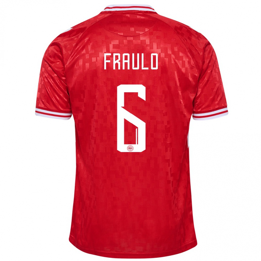 Hombre Fútbol Camiseta Dinamarca Oscar Fraulo #6 Rojo 1ª Equipación 24-26 México