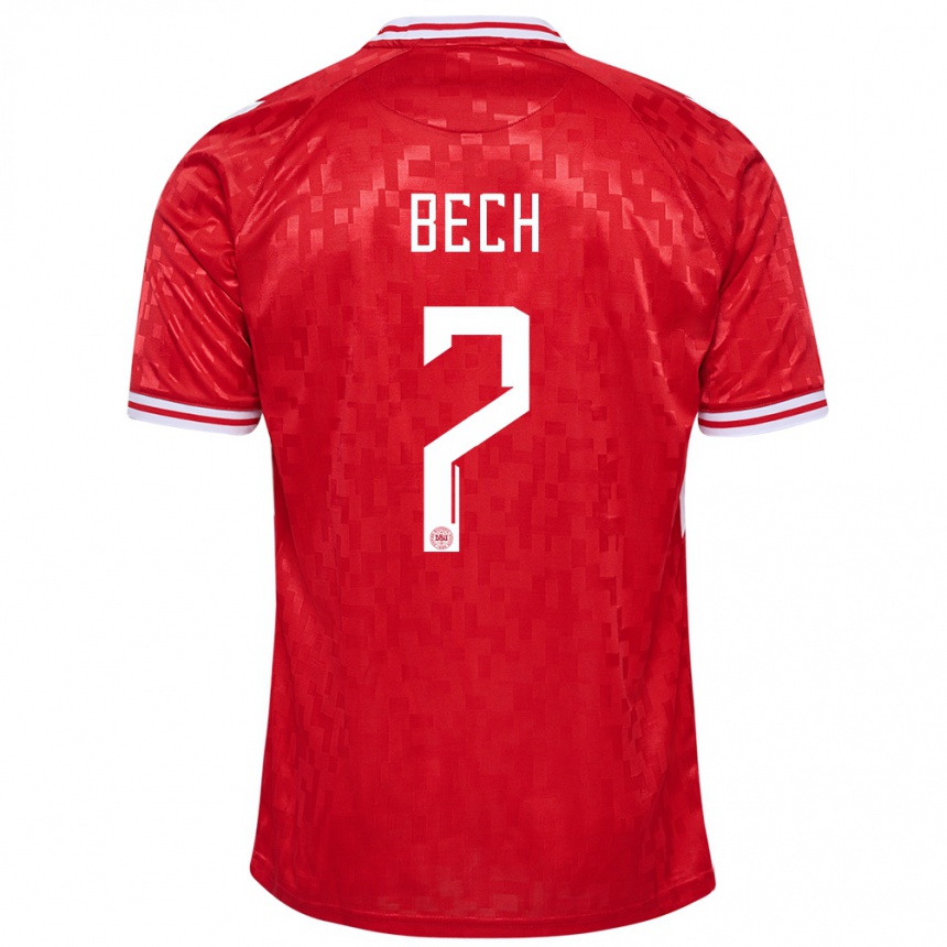 Hombre Fútbol Camiseta Dinamarca Tobias Bech #7 Rojo 1ª Equipación 24-26 México