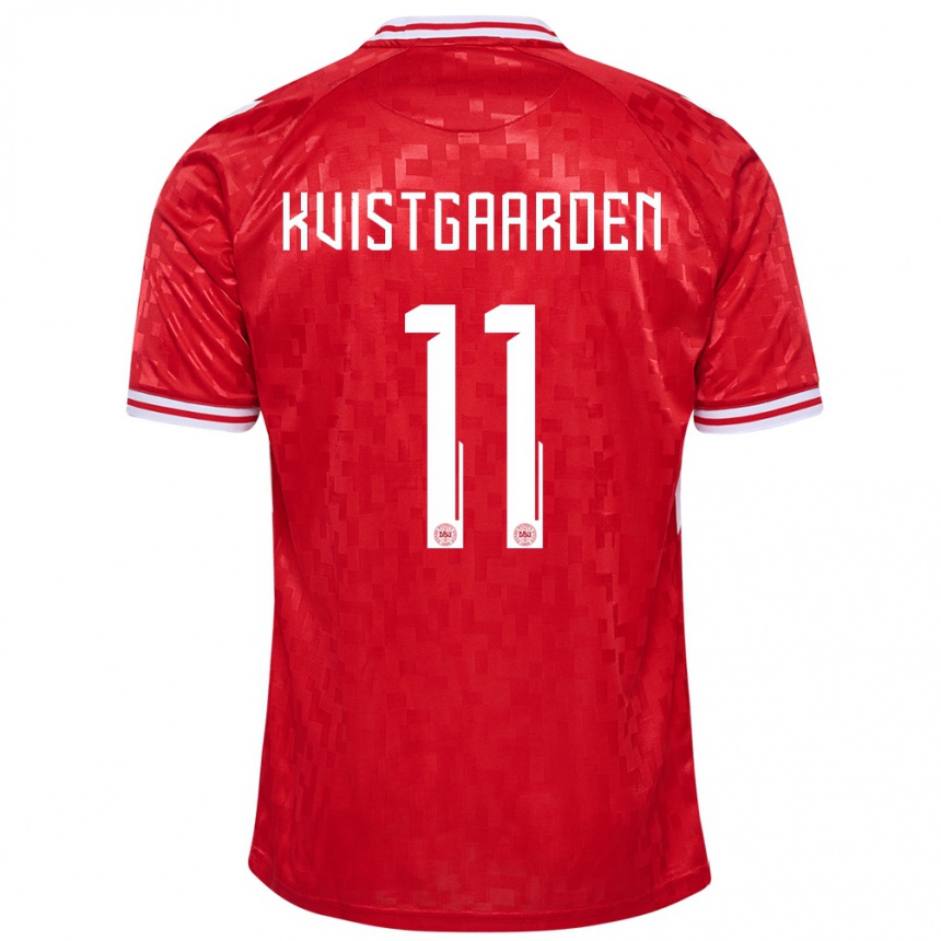 Hombre Fútbol Camiseta Dinamarca Mathias Kvistgaarden #11 Rojo 1ª Equipación 24-26 México