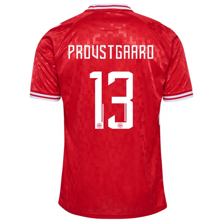 Hombre Fútbol Camiseta Dinamarca Oliver Provstgaard #13 Rojo 1ª Equipación 24-26 México