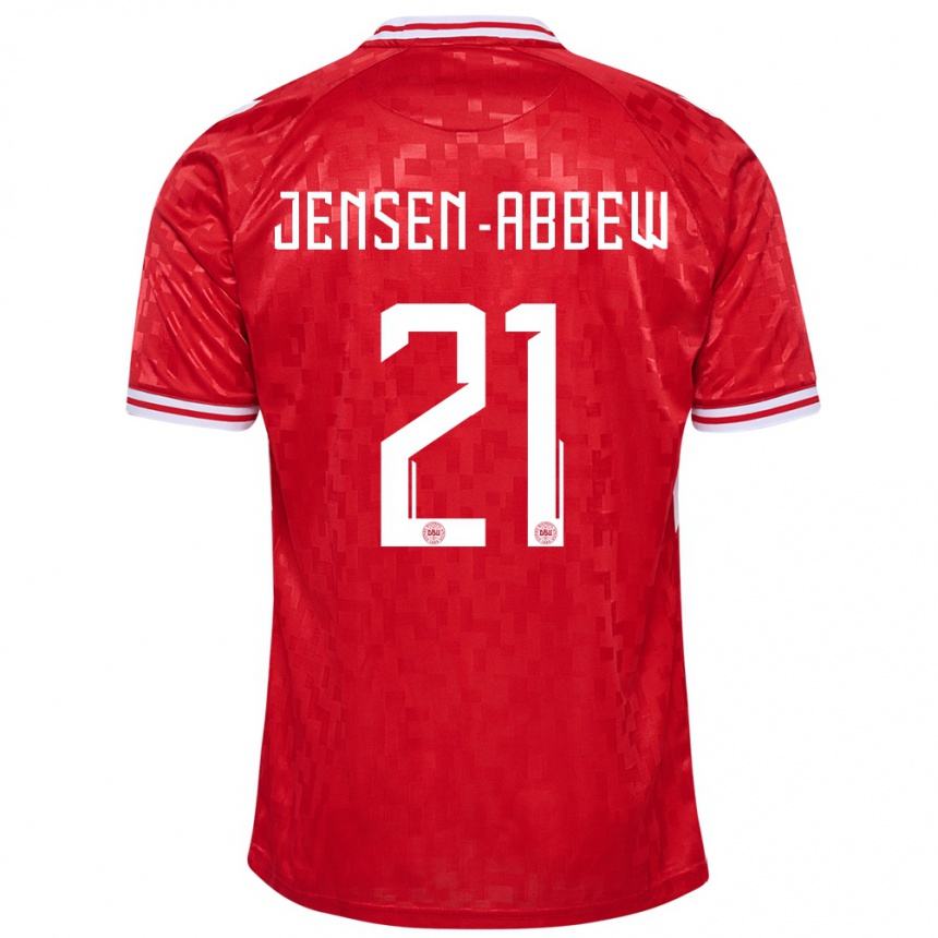 Hombre Fútbol Camiseta Dinamarca Jonas Jensen-Abbew #21 Rojo 1ª Equipación 24-26 México