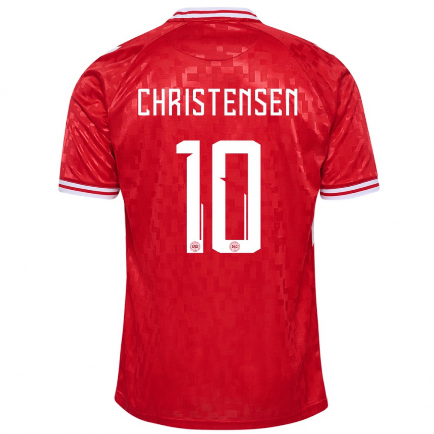 Hombre Fútbol Camiseta Dinamarca Gustav Christensen #10 Rojo 1ª Equipación 24-26 México