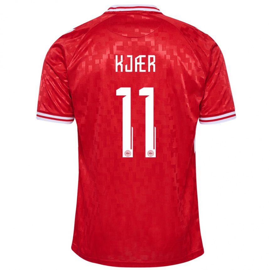 Hombre Fútbol Camiseta Dinamarca Jeppe Kjær #11 Rojo 1ª Equipación 24-26 México