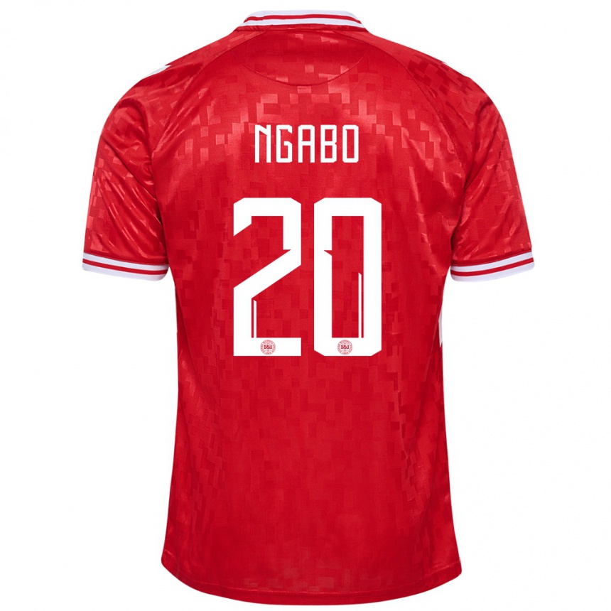 Hombre Fútbol Camiseta Dinamarca Sanders Ngabo #20 Rojo 1ª Equipación 24-26 México