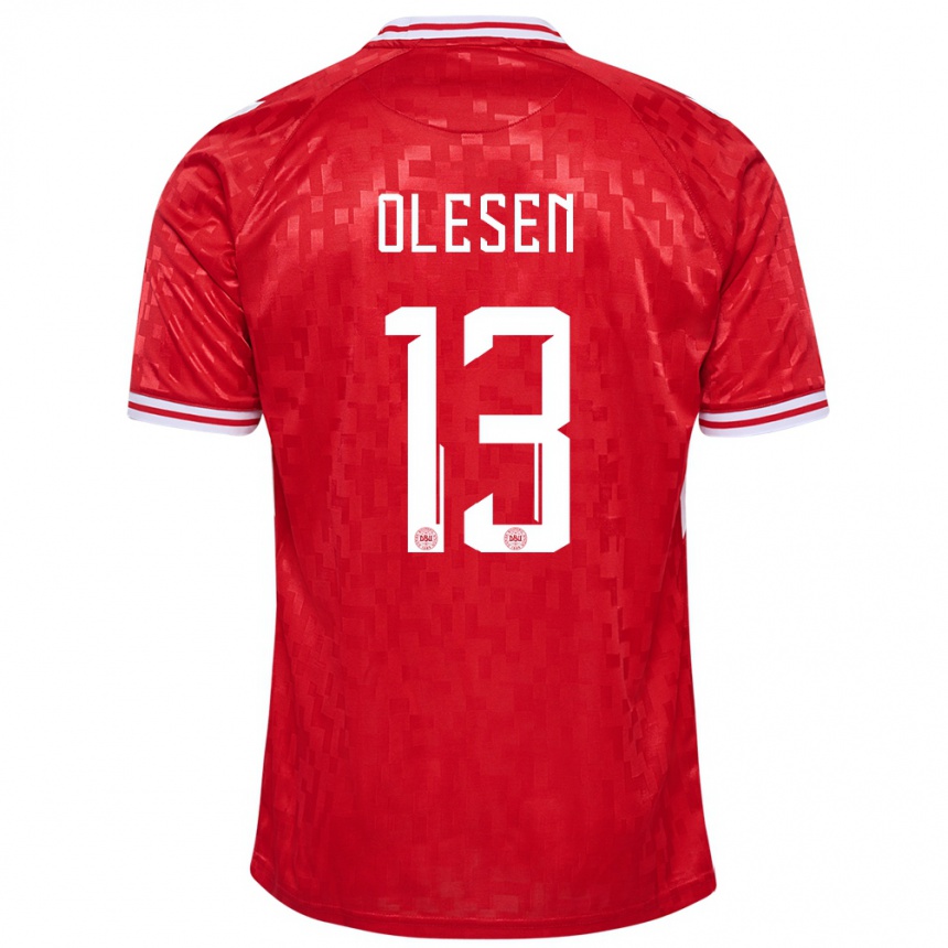 Hombre Fútbol Camiseta Dinamarca Karoline Olesen #13 Rojo 1ª Equipación 24-26 México