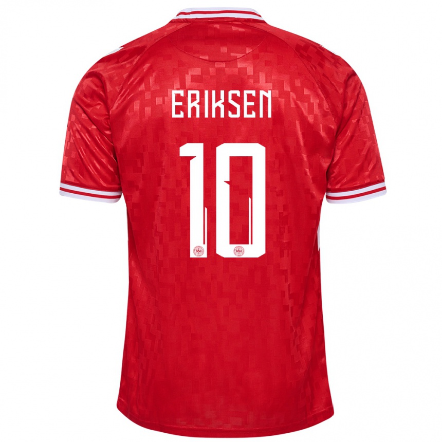 Hombre Fútbol Camiseta Dinamarca Christian Eriksen #10 Rojo 1ª Equipación 24-26 México