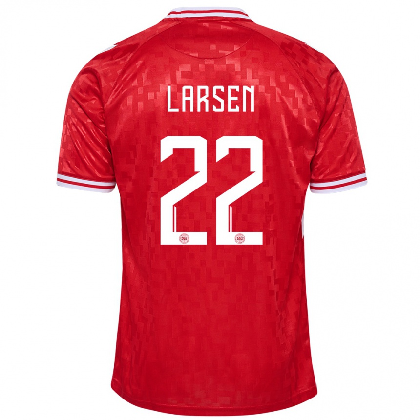 Hombre Fútbol Camiseta Dinamarca Kathrine Larsen #22 Rojo 1ª Equipación 24-26 México