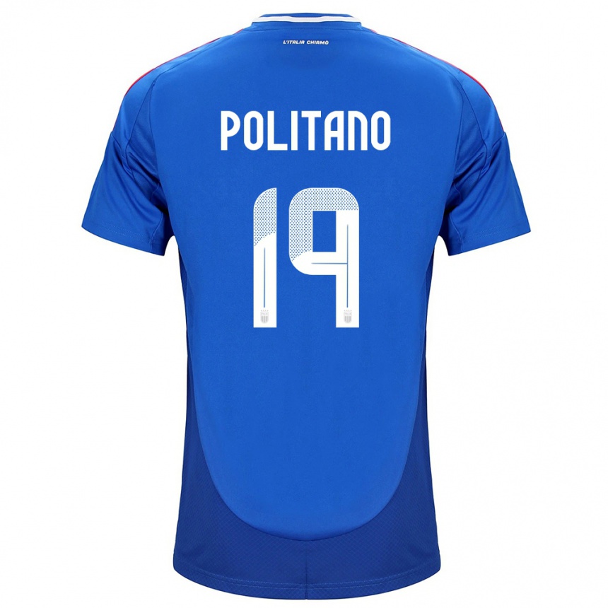 Hombre Fútbol Camiseta Italia Matteo Politano #19 Azul 1ª Equipación 24-26 México