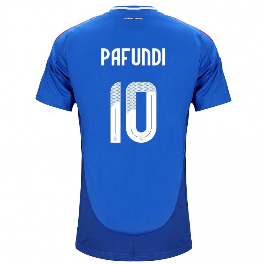 Hombre Fútbol Camiseta Italia Simone Pafundi #10 Azul 1ª Equipación 24-26 México