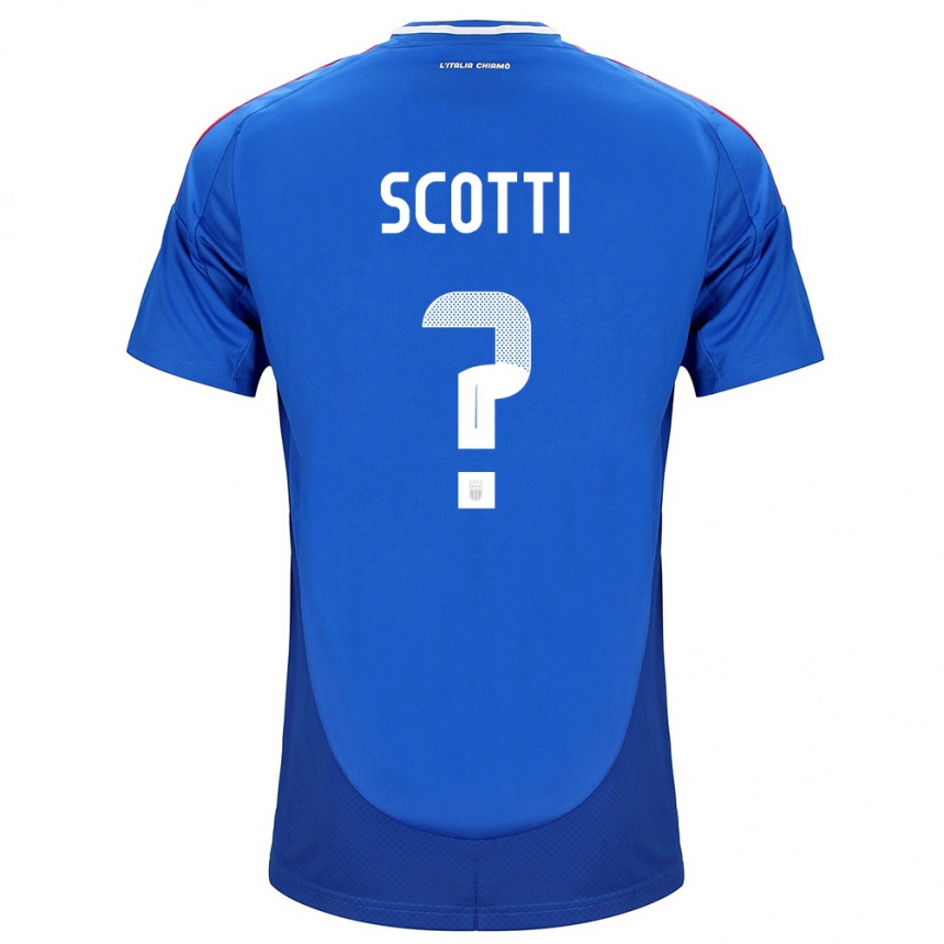 Hombre Fútbol Camiseta Italia Filippo Scotti #0 Azul 1ª Equipación 24-26 México