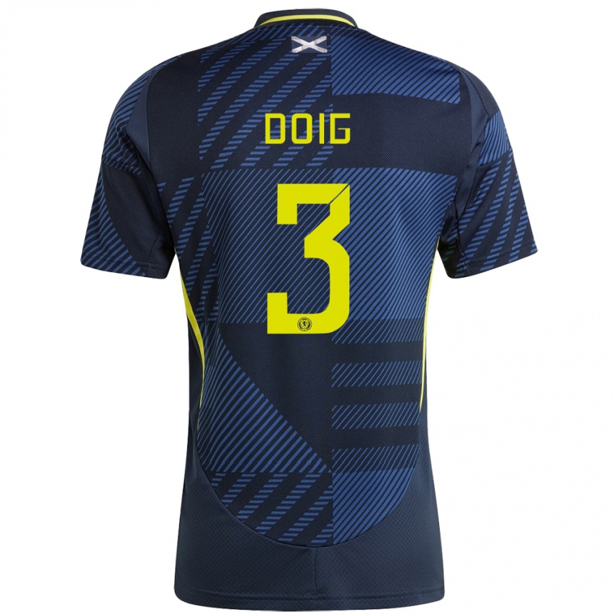 Hombre Fútbol Camiseta Escocia Josh Doig #3 Azul Oscuro 1ª Equipación 24-26 México