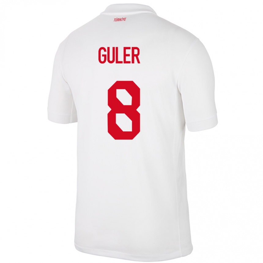 Hombre Fútbol Camiseta Turquía Arda Güler #8 Blanco 1ª Equipación 24-26 México