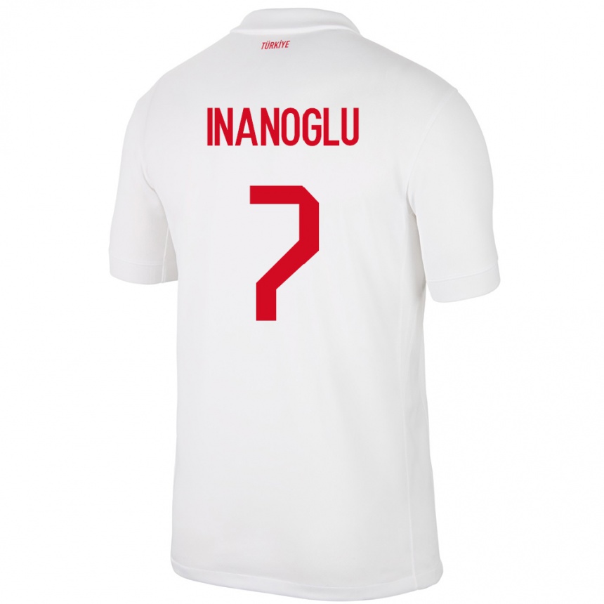 Hombre Fútbol Camiseta Turquía Kaan İnanoğlu #7 Blanco 1ª Equipación 24-26 México