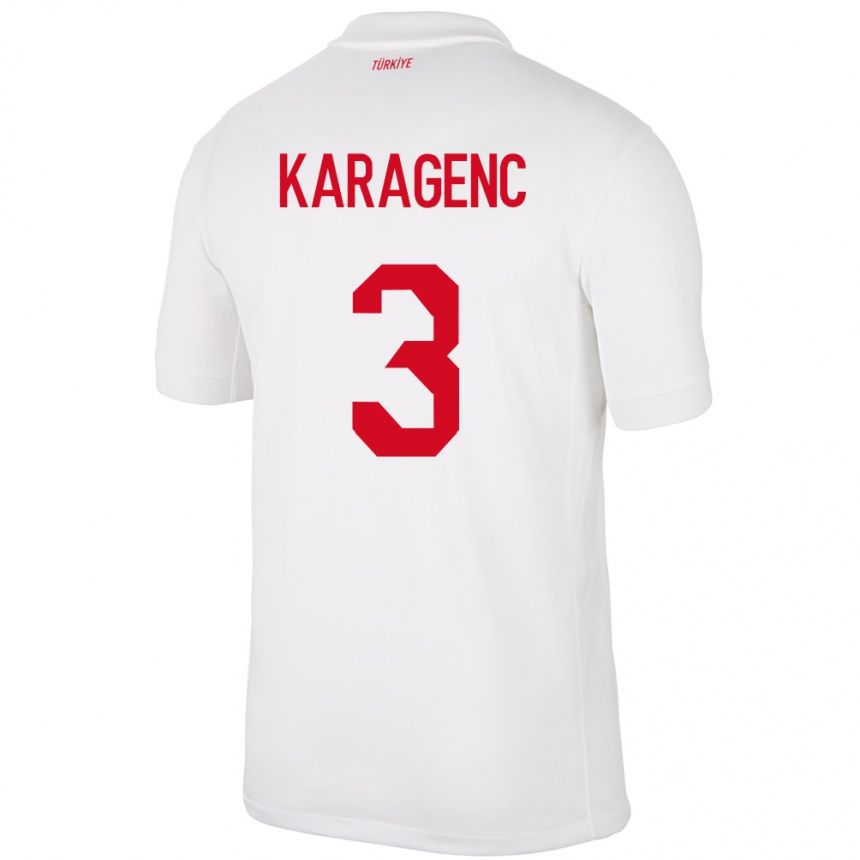 Hombre Fútbol Camiseta Turquía Didem Karagenç #3 Blanco 1ª Equipación 24-26 México