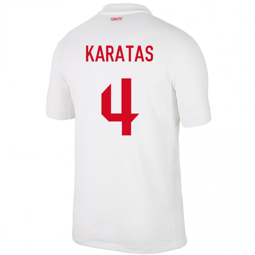 Hombre Fútbol Camiseta Turquía Eda Karataş #4 Blanco 1ª Equipación 24-26 México