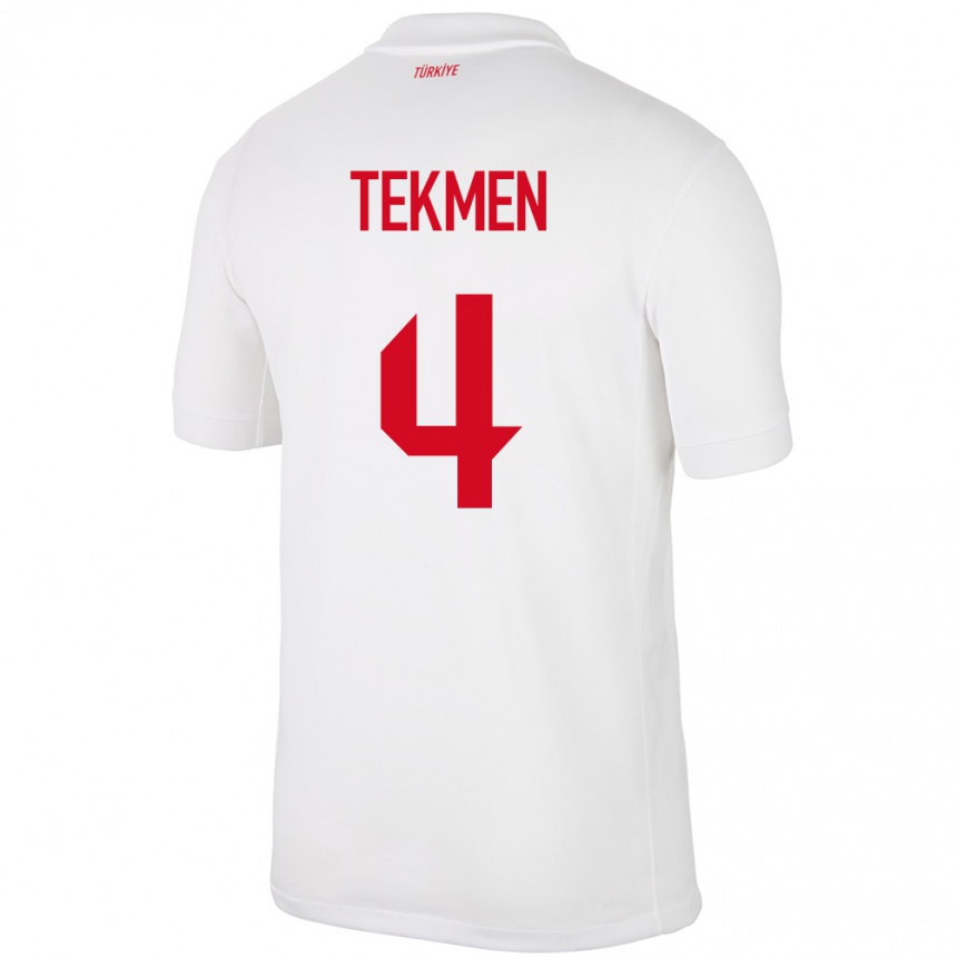 Hombre Fútbol Camiseta Turquía Ece Tekmen #4 Blanco 1ª Equipación 24-26 México