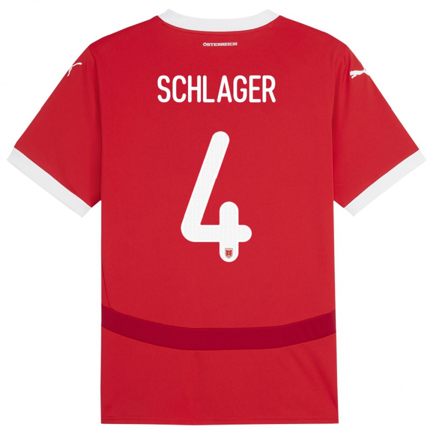 Hombre Fútbol Camiseta Austria Xaver Schlager #4 Rojo 1ª Equipación 24-26 México