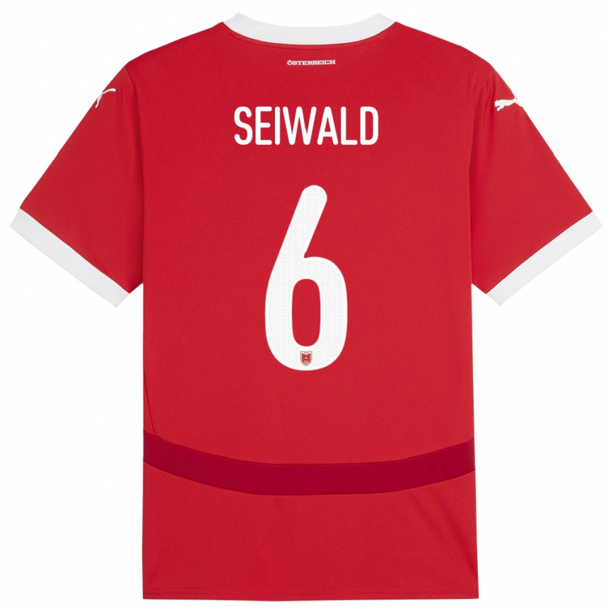 Hombre Fútbol Camiseta Austria Nicolas Seiwald #6 Rojo 1ª Equipación 24-26 México