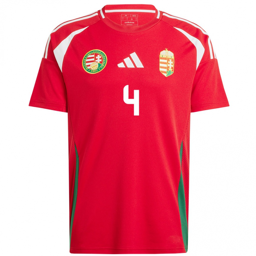 Hombre Fútbol Camiseta Hungría Attila Szalai #4 Rojo 1ª Equipación 24-26 México