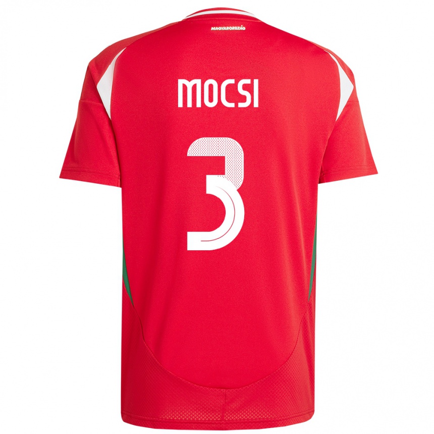 Hombre Fútbol Camiseta Hungría Attila Mocsi #3 Rojo 1ª Equipación 24-26 México