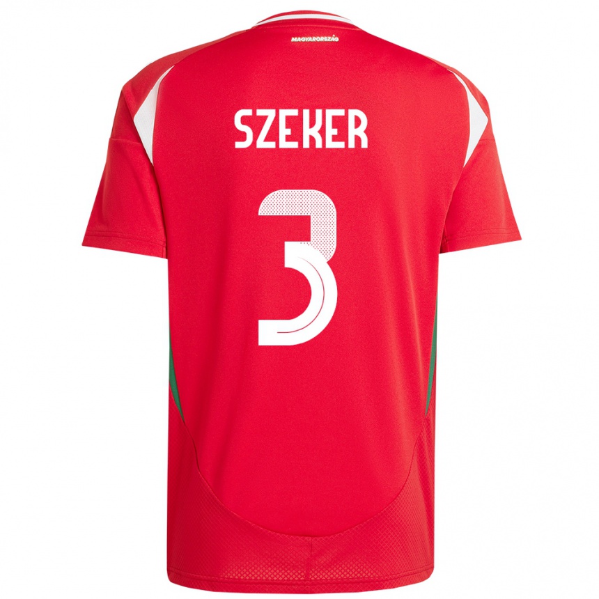 Hombre Fútbol Camiseta Hungría Botond Szekér #3 Rojo 1ª Equipación 24-26 México