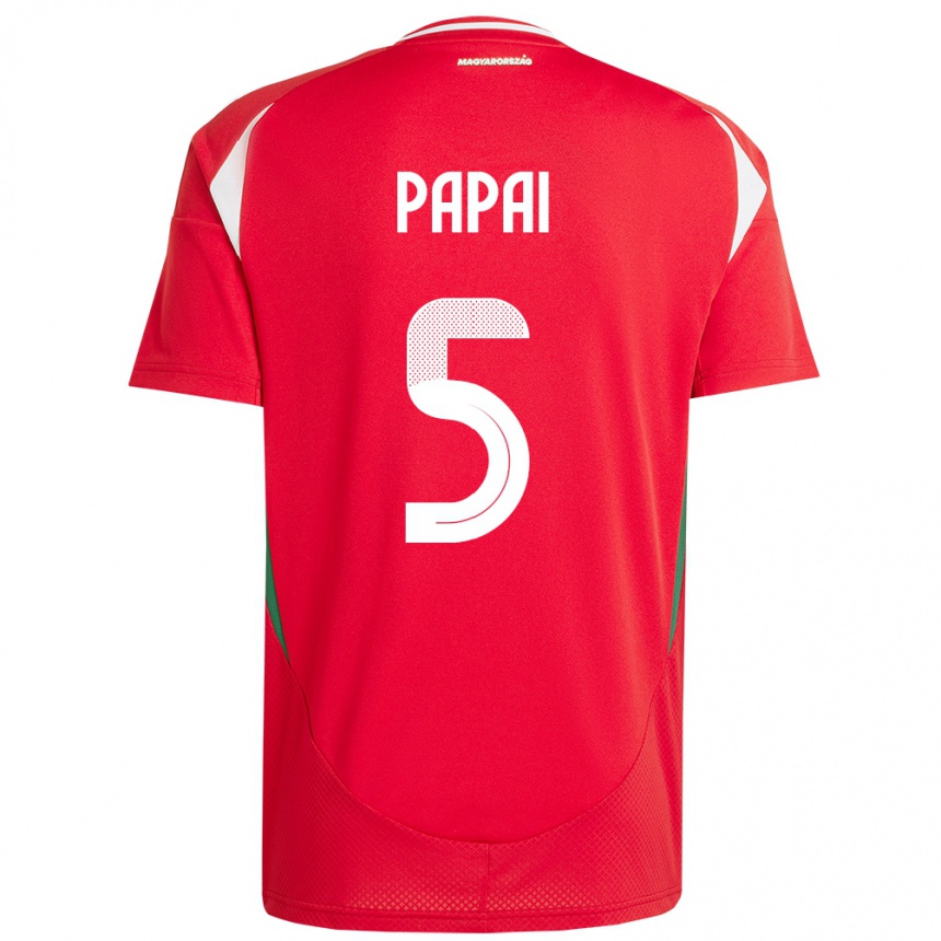 Hombre Fútbol Camiseta Hungría Emőke Pápai #5 Rojo 1ª Equipación 24-26 México